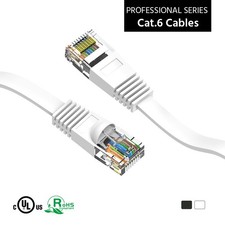 20 Pack of 45Ft CAT6 Flat Ethernet Network Cable White picture