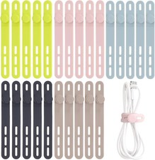Oligei 25 Pcs Silicone Cable Ties, Cable Ties Reusable, High Elasticity Cord Wra picture