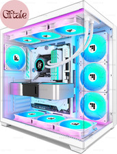 F600 PC Case - Pre-Installed 7 PWM ARGB Fan, ATX Mid-Tower Gaming PC Case, 270° picture