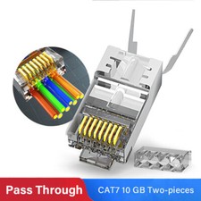 CAT8 CAT7 rj45 connector Gold Plated Pass Through connectors shielded RJ45 Plug picture