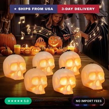 6-Pack Halloween Skull Light with Music, 5-Mode Skull Lamp picture