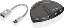 4 Port USB 2.0 Switch - Auto Printer - USB-A to USB-C Adapter Kit - Manually or picture