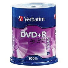 100 VERBATIM 16X DVD+R Life Series Logo 4.7GB Media Disc Spindle 97175 (SEALED) picture