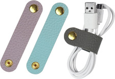 (PU) Leather Cord Organizer, 3 pcs - Lavender, Mint, Charcoal picture