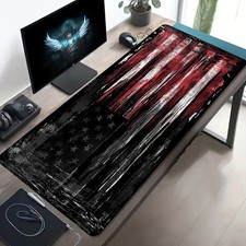 1pc Large Esports Gaming Mouse Pad with Black and Red Distressed Flag Pattern, picture