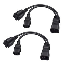 2 Pack IEC320 C14 to C13 + NEMA 5-15R Y Splitter Power Adapter Cable，IEC C14 ... picture