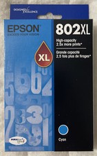 Epson 802XL Cyan High Yield Ink Cartridge T802XL220 Genuine Sealed Retail Box picture