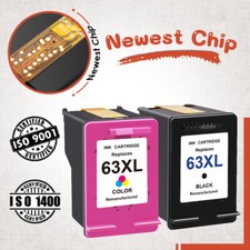 Lot 63 XL Ink Cartridge New Chip for HP Deskjet 3636 3634 3633 3632 2130 2134 , picture