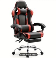 Gaming Chair Ergonomic Office Black Red with Footrest picture