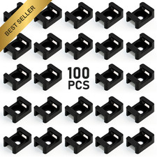 100PCS Cable Zip Tie Mount Bases 5mm M5 Screw Hole Wire Holder 23x16x10mm White picture