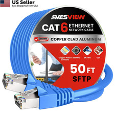 AvesView CAT 6 Shielded Ethernet Cable 50FT, Indoor High-Speed Blue picture