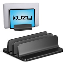 Vertical Laptop Stand Adjustable Dual Slot, MacBook Stand Holder Desk - Black picture
