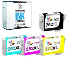 4 PK T252XL Ink Cartridges for Epson 252XL Black Color Combo Fits Workforce 3620 picture