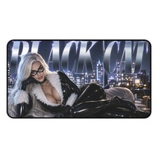 Home Office Desk Mat Featuring Black Cat, Mouse Pad for Keyboard and Laptop picture