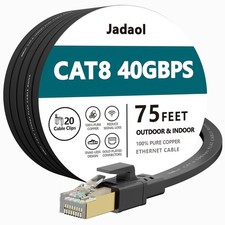 Cat8 Ethernet Cable 75ft 40Gbps 2000MHz Flat S/FTP LAN Cable Black picture