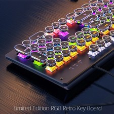 Retro Punk Mechanical RGB Gaming 104 Keys Keyboard Gamers USB Wired Backlight US picture