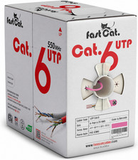 Cat6 Ethernet Cable - 23 AWG, CMR, Solid Bare Copper - 980ft - Pink picture