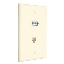 Construct Pro™ 3Ghz F-81 Connector & Phone Jack Wall Plate (Light Almond) picture