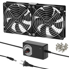 QWORK 2 X 120Mm 240Mm Computer Fan with 110V-240V AC Plug, Speed Controller 3V t picture