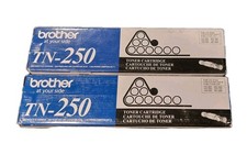 Brother TN-250 Genuine Black Toner Cartridge Lot 2 Retail Packaging New In Box picture