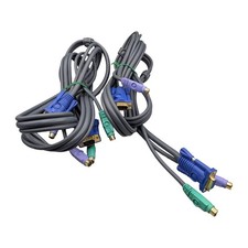 Lot of 2x Iogear Micro-Lite Bonded All-in-One PS/2 KVM Cable 6ft picture