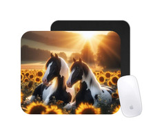 Cow Print Horses Sunflowers Mouse Pad – Western Country Desk Mat picture