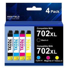 4P 702XL T702XL Ink Cartridges for Epson 702 Workforce WF-3720 WF-3730 WF-3733 picture