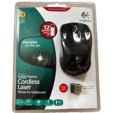 New Logitech V450 Nano Wireless Laser Mouse Black Notebook Series Sealed picture