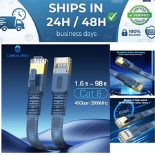 CAT 8 Ethernet Cable 40Gbps 2000MHz Flat Braided RJ45 LAN Patch Cord picture