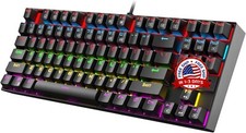 Teclado mecánico para juegos estilo máquina de escribir con retroiluminación RGB picture