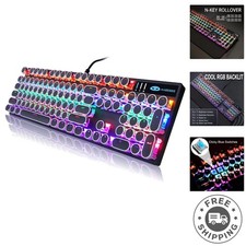 104 Key RGB Backlit Typewriter Style Gaming Keyboard - Perfect for Windows/Mac picture