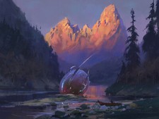 Landscape nature art sunset nikolai litvinenko boat Custom Gaming Mat Desk picture
