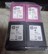 Set 4 Genuine HP 67 Black and Color Inkjet Cartridges Seal Intact NO BOX NO BAG picture