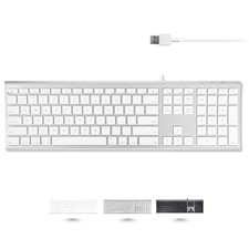Ultra Thin Wired Keyboard Silver Aluminum Full Size Mac Windows Compatible picture
