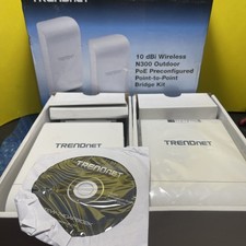 10dBi Wireless N300 Outdoor PoE Preconfigured P2P Bridge Kit Open Box picture