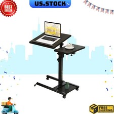 NEW Mobile Adjustable Height Laptop Stand Rolling Desk Cart with Wheels Tiltable picture