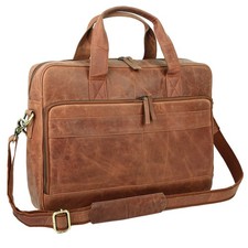 Vintage Brown Genuine Leather Laptop Briefcase for Men, Handmade Leather Office  picture