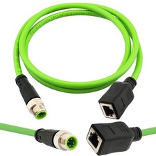 M12 RJ45 Female Industrial Ethernet Cable Cat5e 1M/3.3FT Extension Connector picture