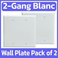 2 Pack White Blank Wall Plate 2-Gang Face Plate No Device Outlet Clear Faceplate picture