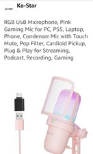 KO-STAR RGB USB Microphone, Pink Gaming Mic for PC, PS5, Laptop, Phone.....  picture