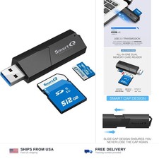 SmartQ USB 3.0 Dual Slot SD Card Reader – Fast SD & Micro SD Memory Card Read... picture