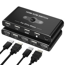 KVM Switch for 1 Monitor 2 Computers, 4K@60Hz HDMI KVM Switcher, HDMI USB Hub Sw picture