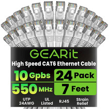 24-Pack Cat6 Ethernet Cables, 7ft White Patch Cables for Fast Networking picture