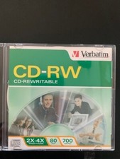 Verbatim CD-RW 700MB 2X-4X Rewritable Media Disc - 5 Pack Slim Case picture