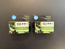 Lot of 2 HP 933 Tri-Color Ink Cartridges (C/M/Y) Genuine OEM Exp 2024 & 2025 picture