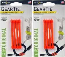 Nite Ize 4-Pack Gear Tie Reusable Rubber Twist Tie, 3