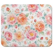 Blush Pink and Peach Watercolor Rose Mouse Pad 9.5