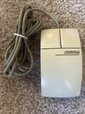 Vintage COMPAQ Grey 2-Button Wired Corded PS/2 Ball MOUSE M/N M-SF14-2 picture