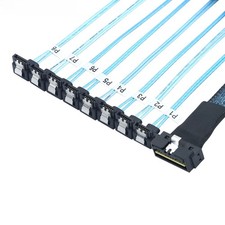 SlimSAS LP Low Profile SFF-8654 8i 74P to 8 SATA 7P 90° Breakout Cable picture
