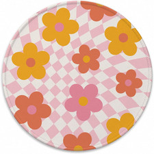 Retro Flower Distorted Pink White Mouse Pad, 7.9X7.9 Inch picture